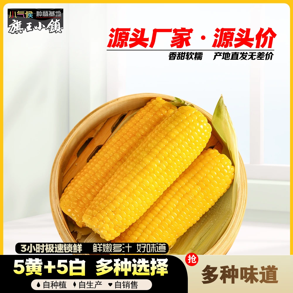 厂家直销价】黄/白可选东北糯玉米新鲜香糯大黄代餐香甜真空玉米