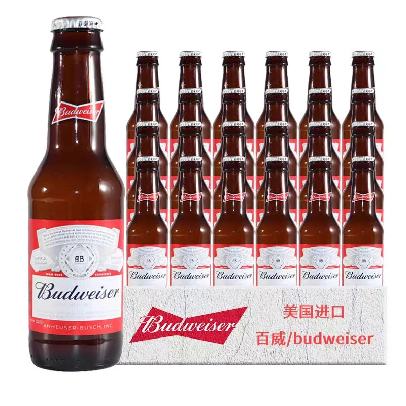 美国进口Budweiser/百威红瓶啤酒拉格型黄啤207ml*24瓶
