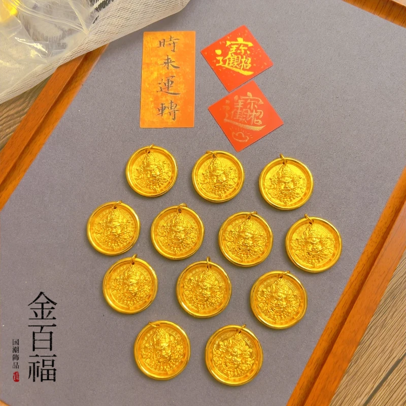 合金项链 【精工版】金色黄财神项链吊坠久不掉色N女款编绳春夏款