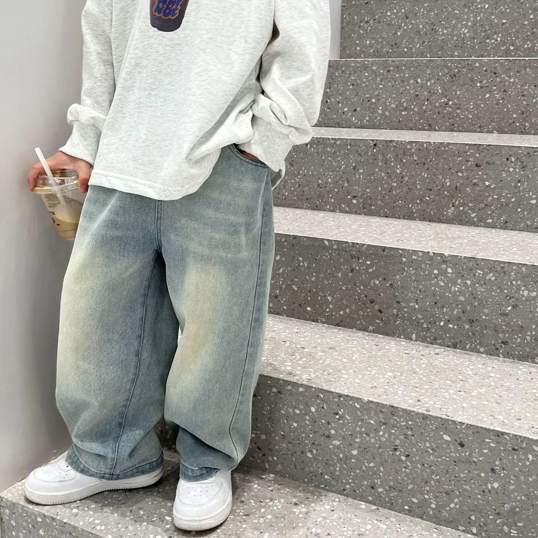 儿童装春季牛仔裤男童新款休闲韩版春秋款宽松帅气百搭裤子港风潮