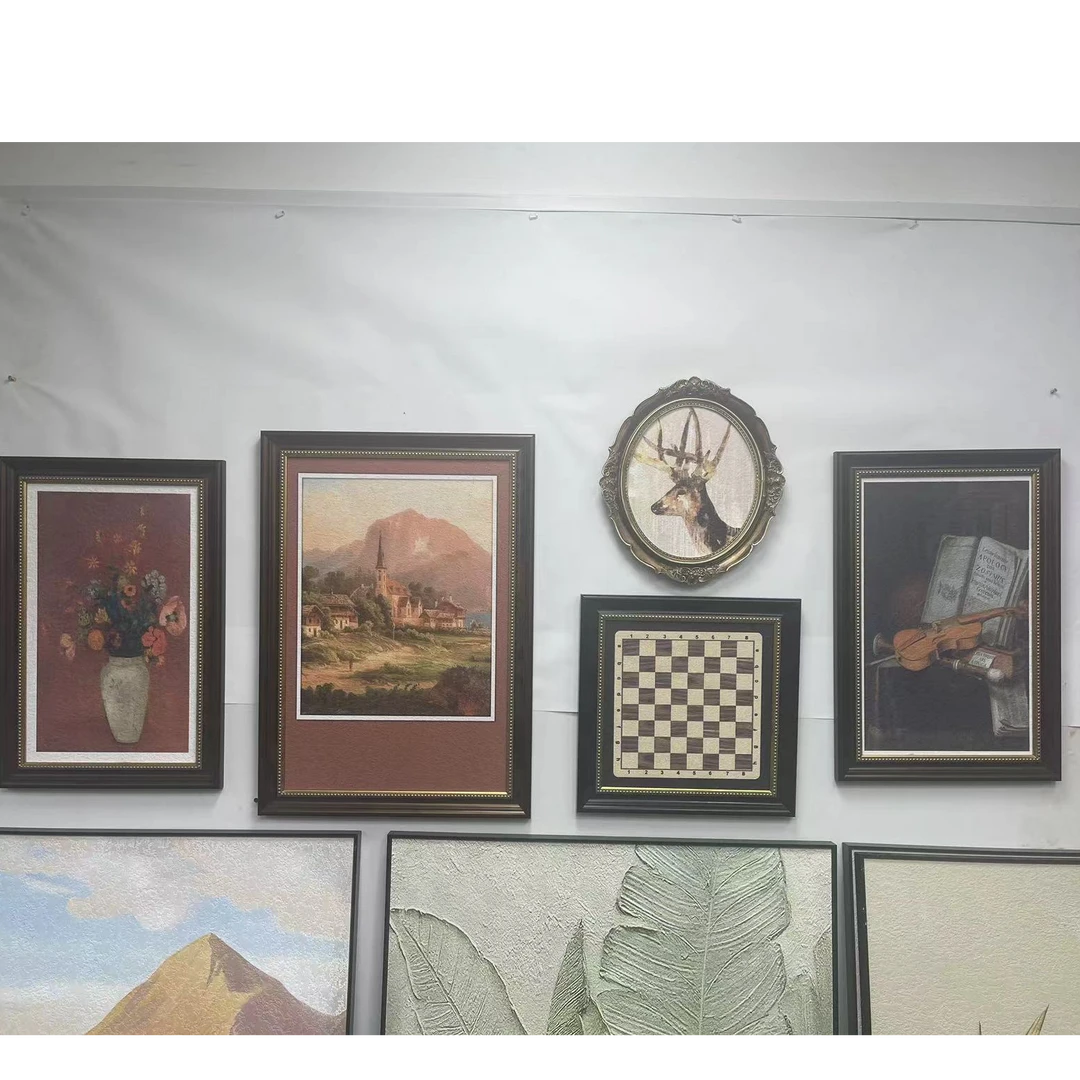 复古美式客厅装饰画小众法式沙发背景墙高档餐厅组合床头挂画500