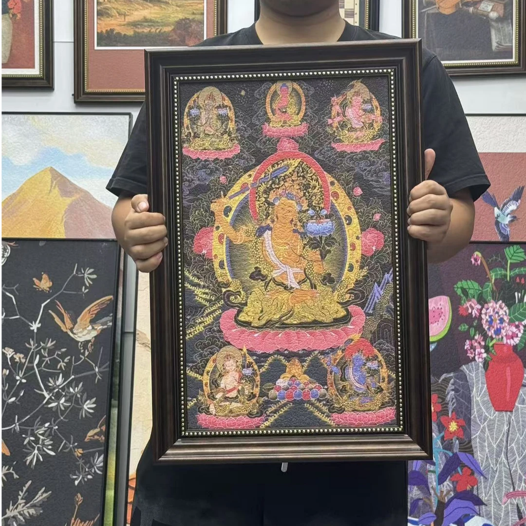 五部文殊菩萨画像藏族热贡复刻唐卡挂画佛堂佛像背景墙装饰画146