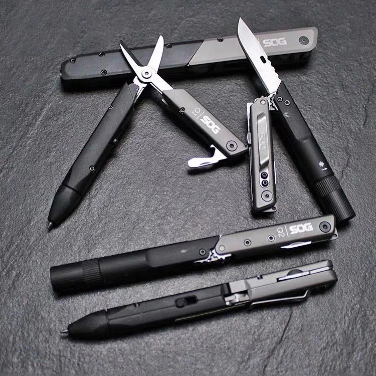 SOG索格Q1/Q2/Q3/Q4多功能工具钳战术笔形折叠剪刀具求生应急装备