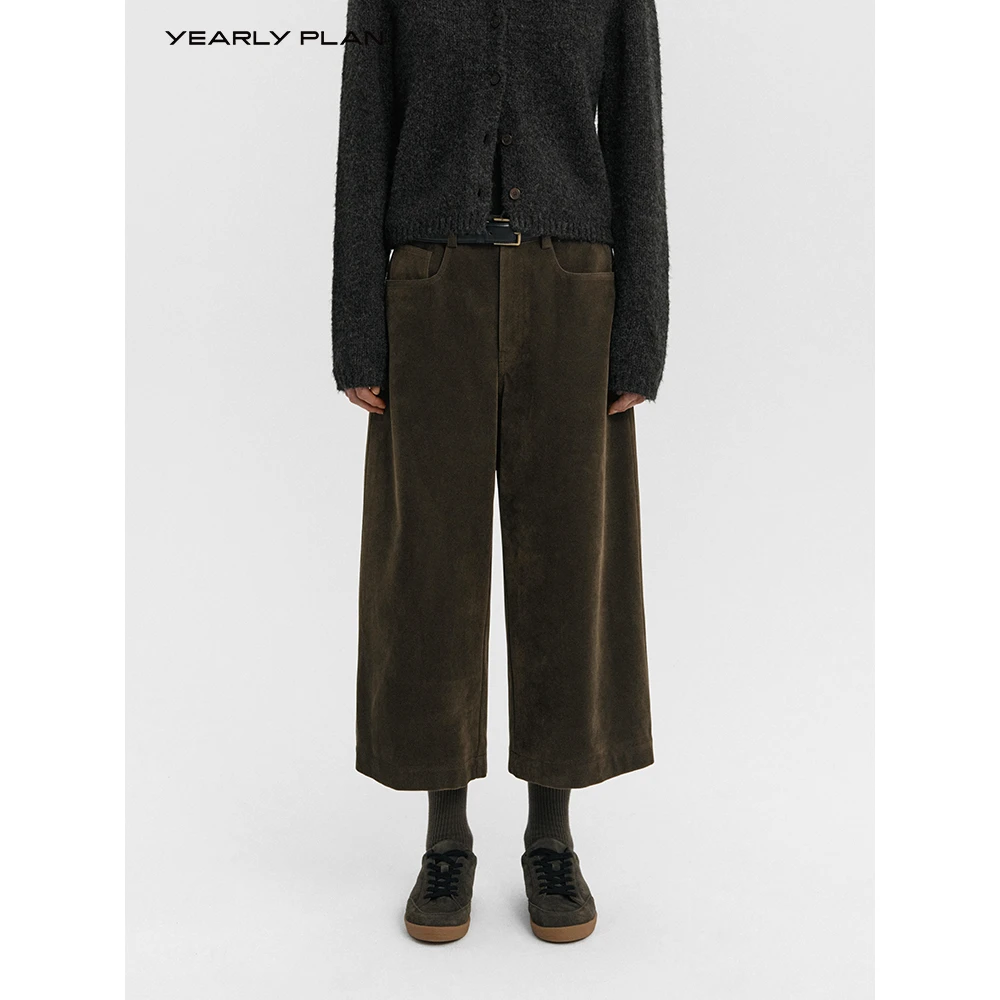 YEARLY PLAN 24Fall 复古口袋古铜色设计做旧质感八分裤 1552