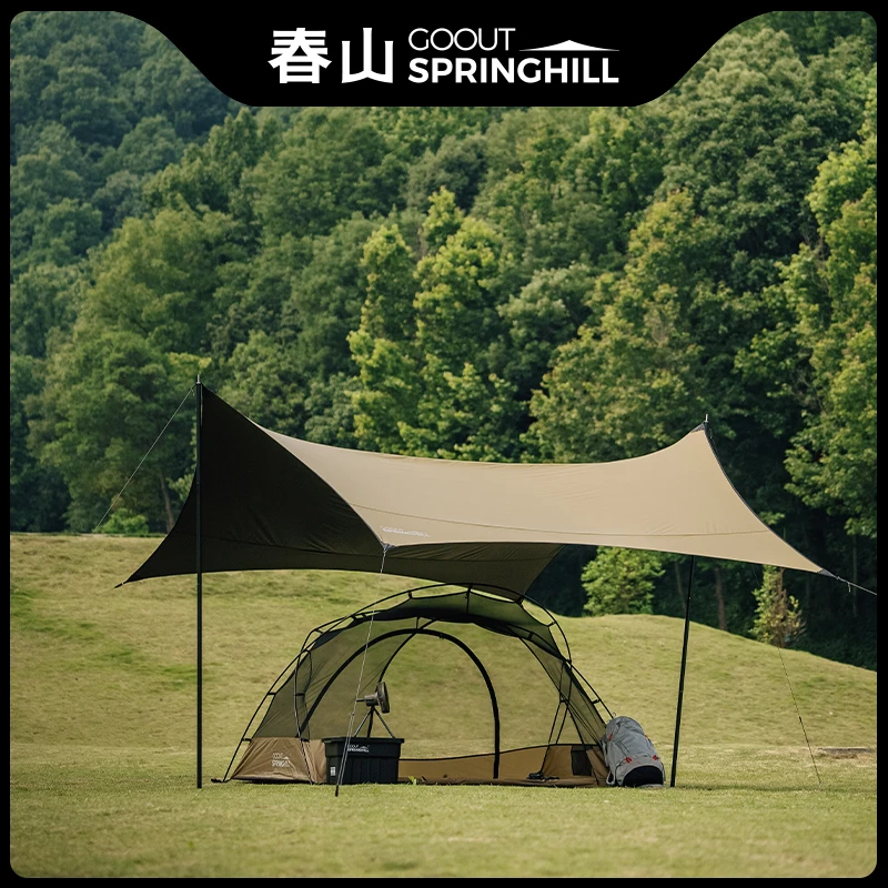 goout springhill春山户外黑胶六角天幕防风防晒露营装备便携式