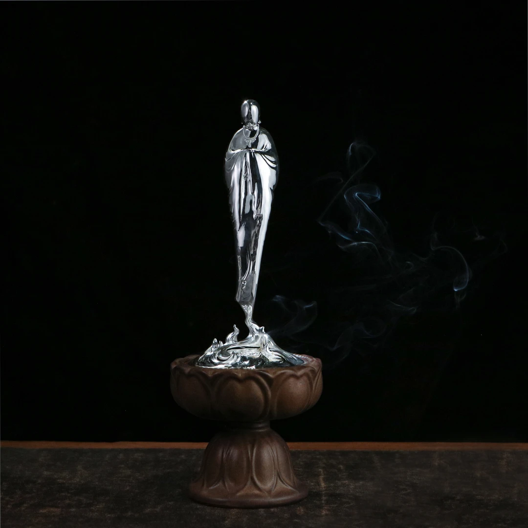 境秋银无相佛香炉设计手工家用创意摆件仿古香道香炉