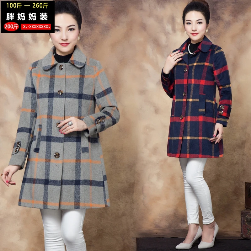 中老年女装妈加肥加大码200斤毛呢外套冬季新款胖妈妈气质大衣潮
