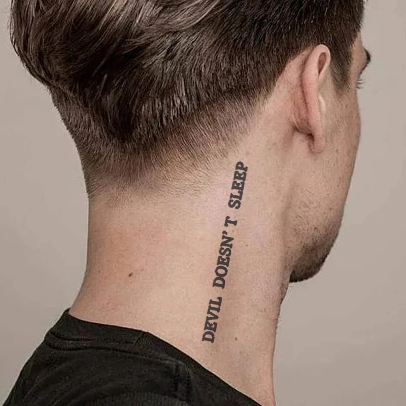 魔鬼不眠之夜手指果汁纹身贴防水持久逼真男款脖子不反光图案英文