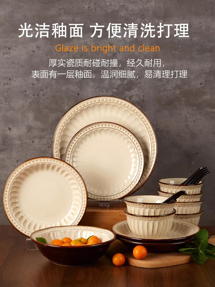 玉泉罗马假日4.8英寸米饭碗复古浮雕高温瓷釉下彩手绘陶瓷餐具