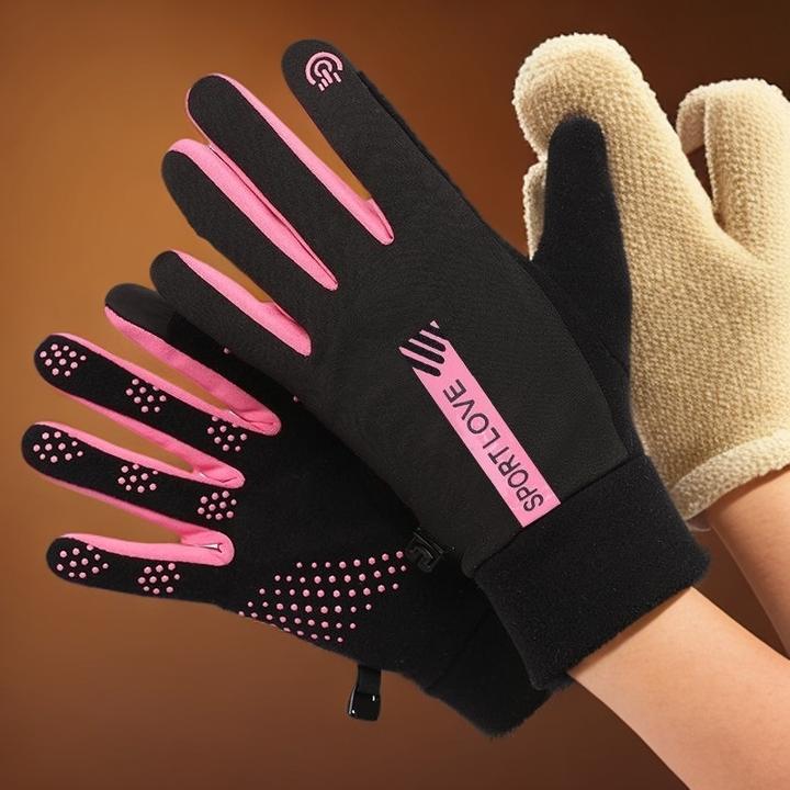 手套女士冬季骑行保暖防风防寒触屏运动加绒电动车骑车防滑手套男