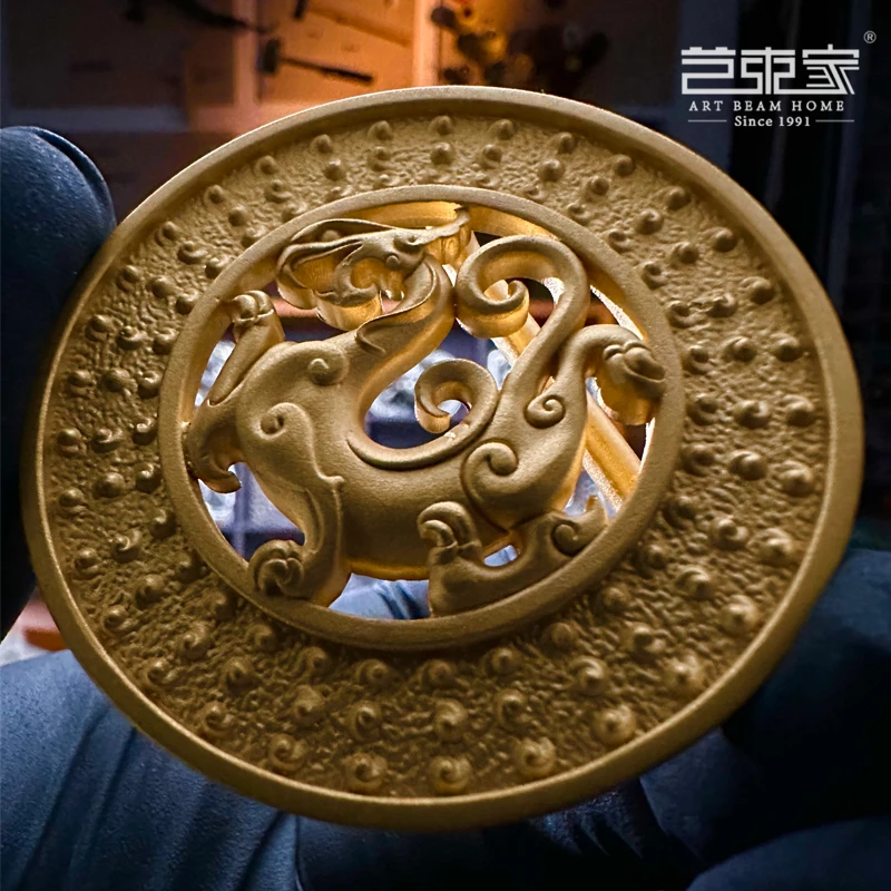 『足金系列〓螭龙守护』汉代螭龙古法手工皮带中国风复古鳄鱼皮腰带