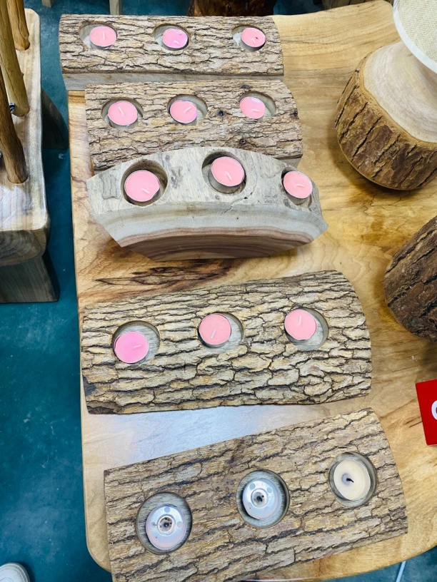 香樟木创意烛台 氛围烛台 露营烛台 烛光晚餐氛围感 蜡烛台