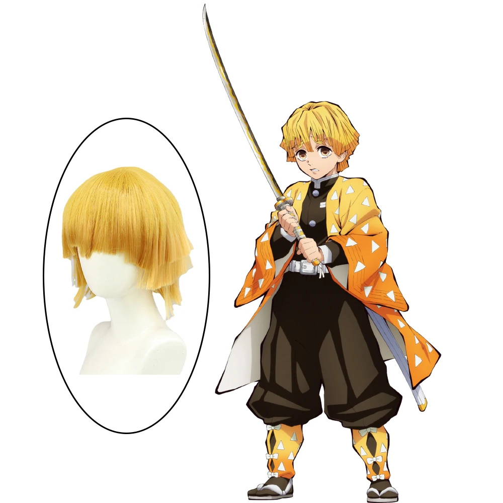 鬼灭之刃我妻善逸cos假发玫瑰网二次元动漫展毛娘精修造型