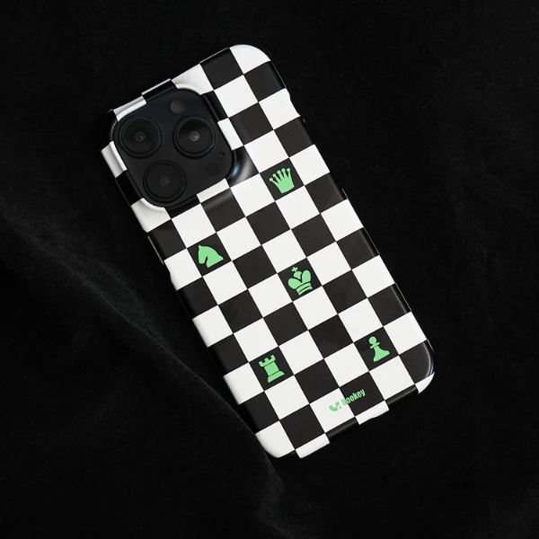 黑白棋盘·原创韩国进口菲林单壳半包·磨砂手机壳轻薄裸机手感简约