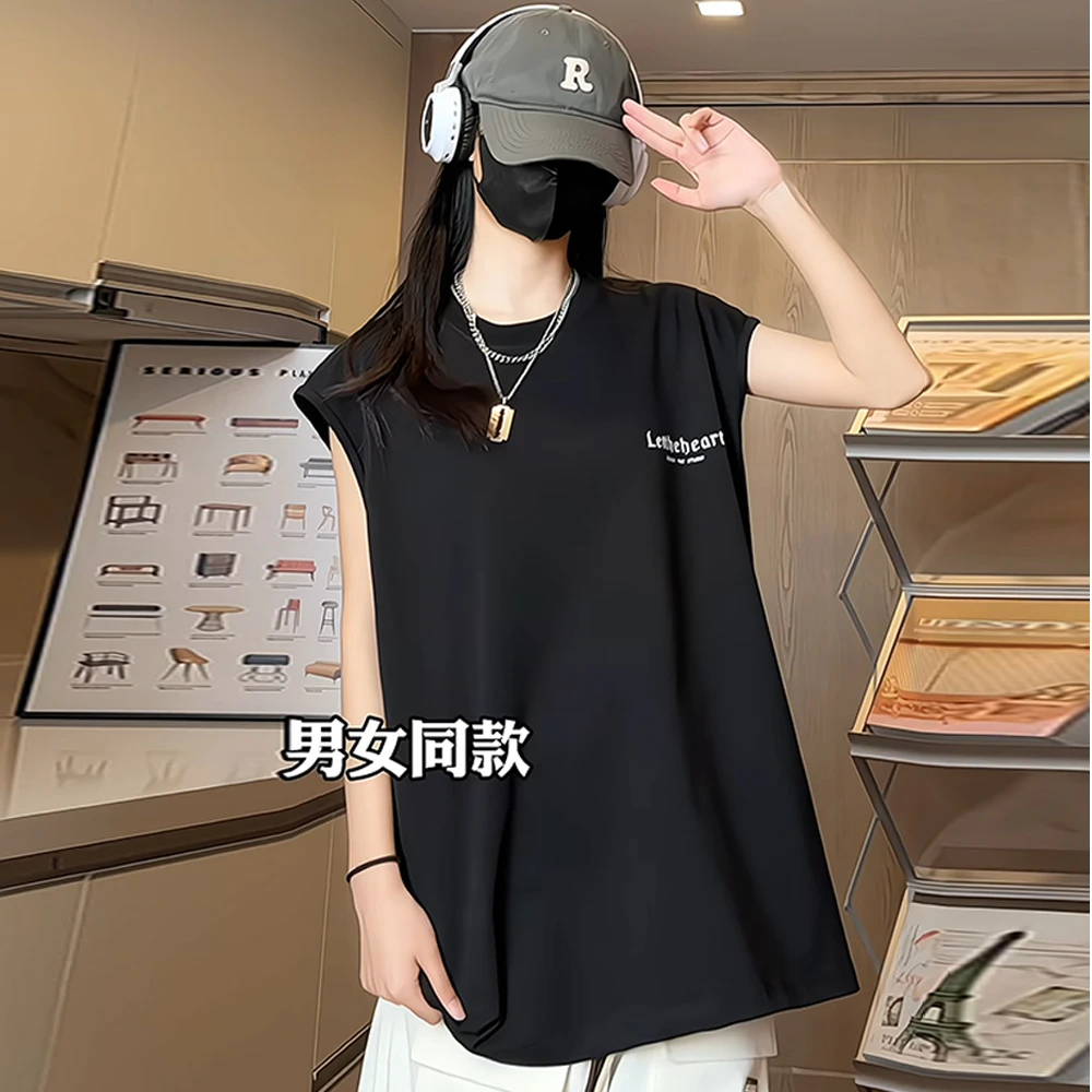 坎肩背心t恤短袖男士重磅新款夏季宽松薄款潮牌百搭圆领无袖t恤男