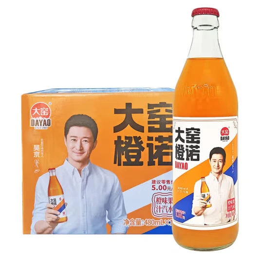 内蒙古特产大窑嘉宾饮料480ml*12瓶橙诺荔枝碳酸汽水