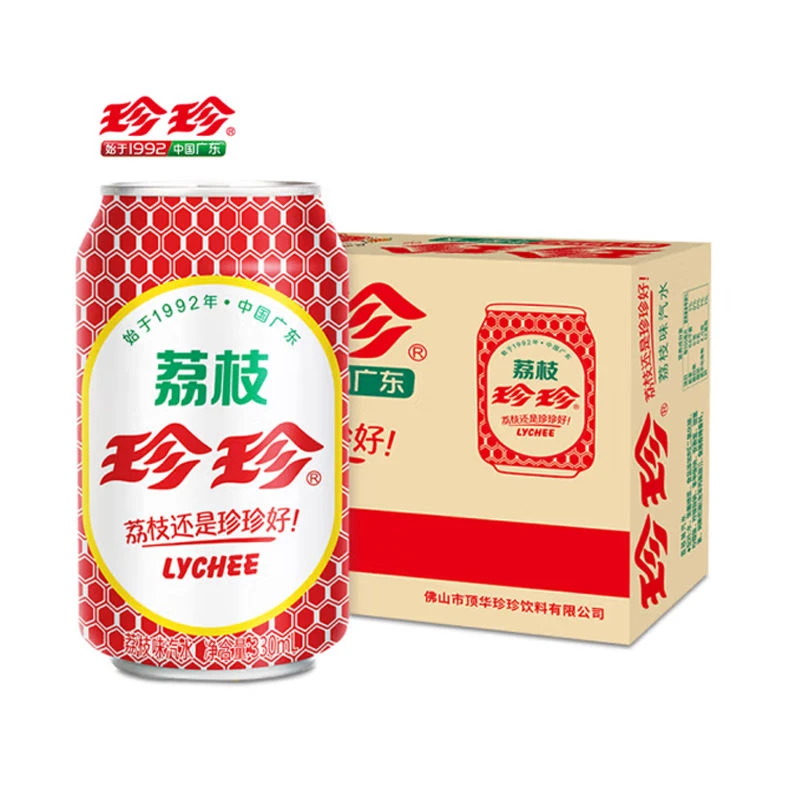 珍珍荔枝汽水碳酸饮料怀旧饮料老味道330ml*24罐多省包邮