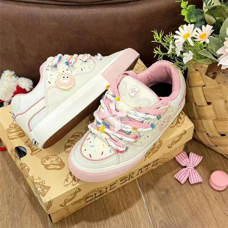 顽刻ollieskate百搭女款面包鞋ins甜甜圈配色BAKE男女国潮滑板鞋