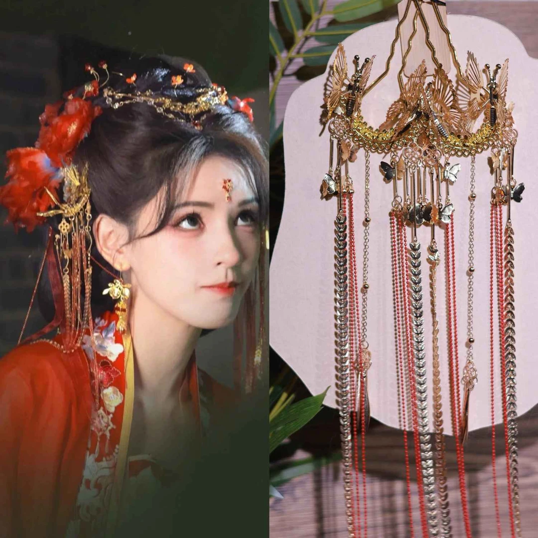 汉服国风大典张予曦同款古风发饰蝴蝶发钗发簪流苏步摇头饰女配饰
