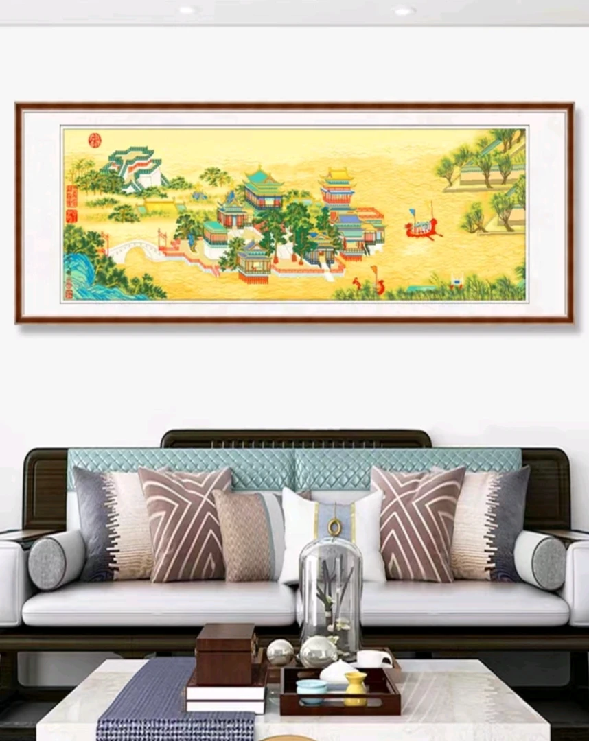 秀娘图【S600】金明池清明上河图大格无勾边满绣56色255x88