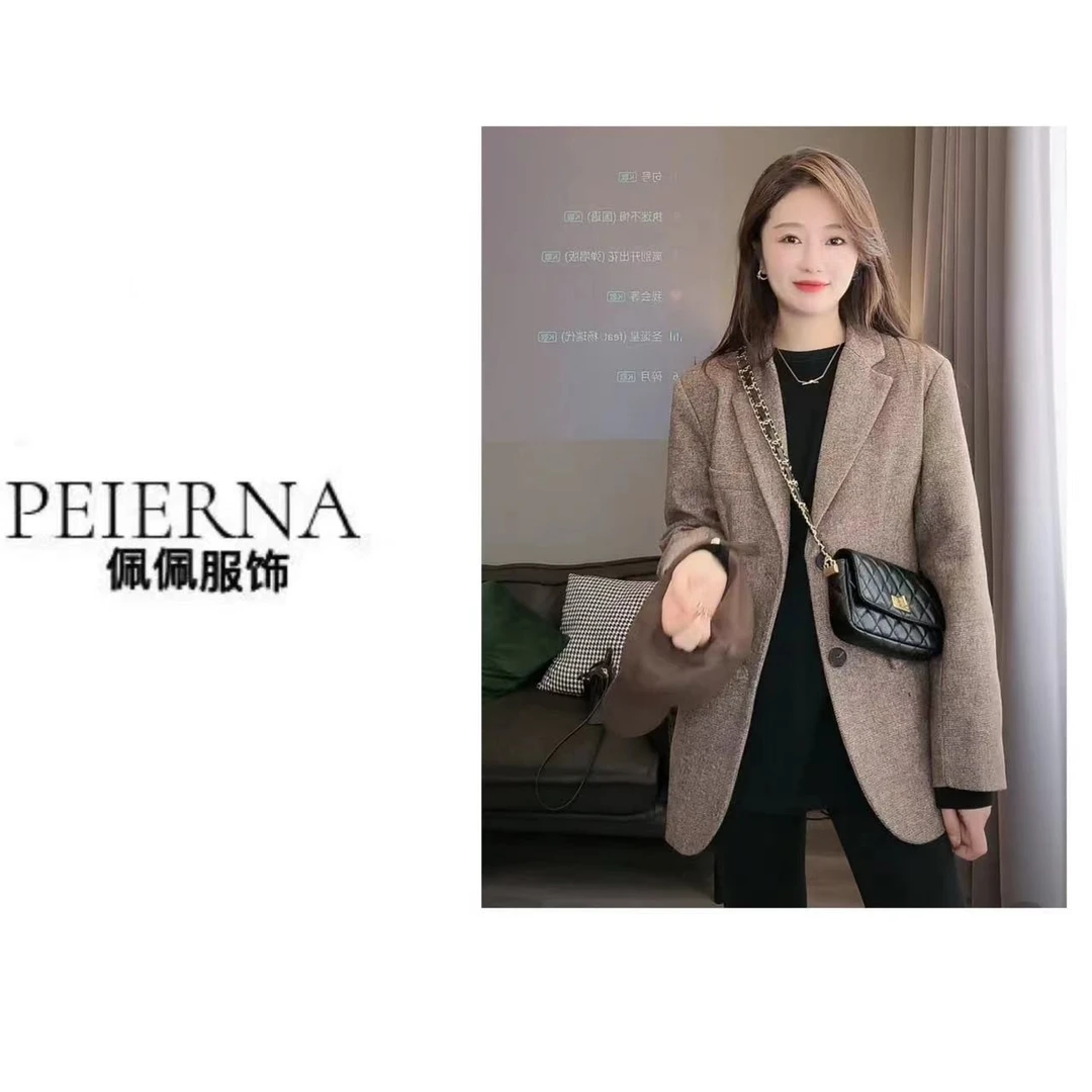 佩佩WA 【人字纹西装】羽绒服  S849 5115207 气质秋冬时尚轻奢