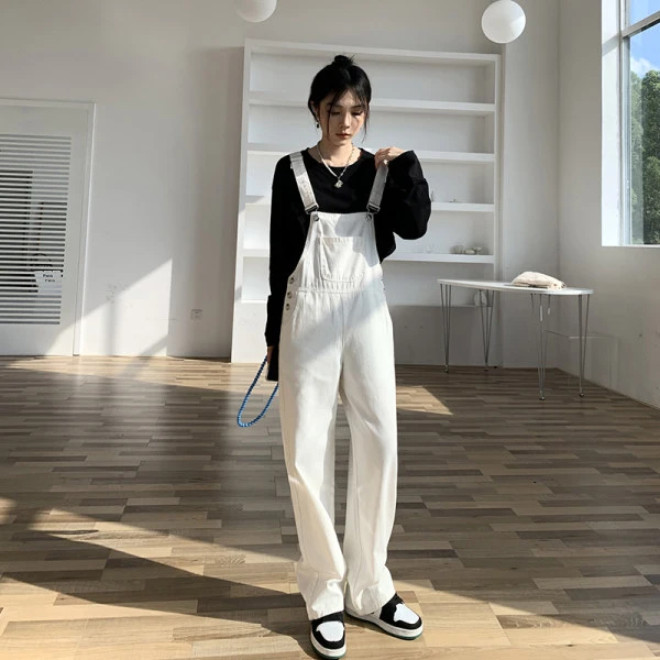 2牛仔女显瘦减龄宽松阔腿拖地长裤