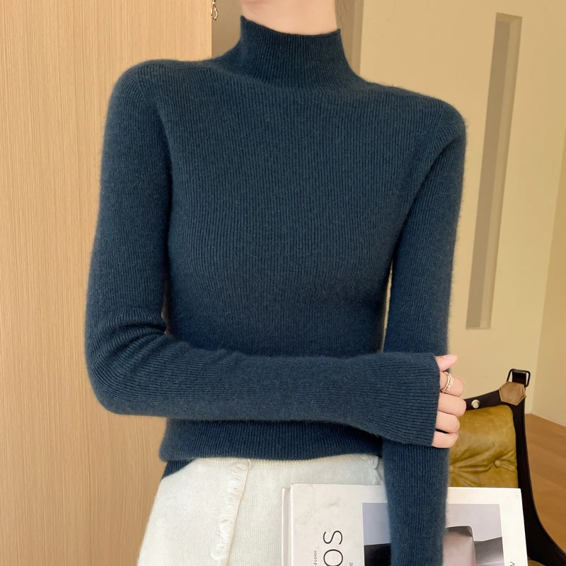 【一线成衣】秋冬半高领修身打底毛衣女针织衫GH466