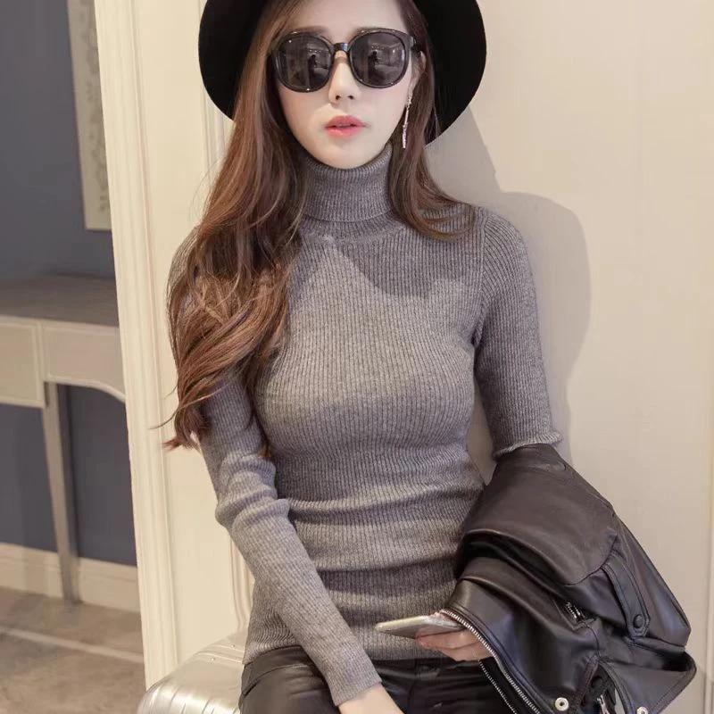 秋冬高领修身紧身打底毛衣女针织衫显瘦117