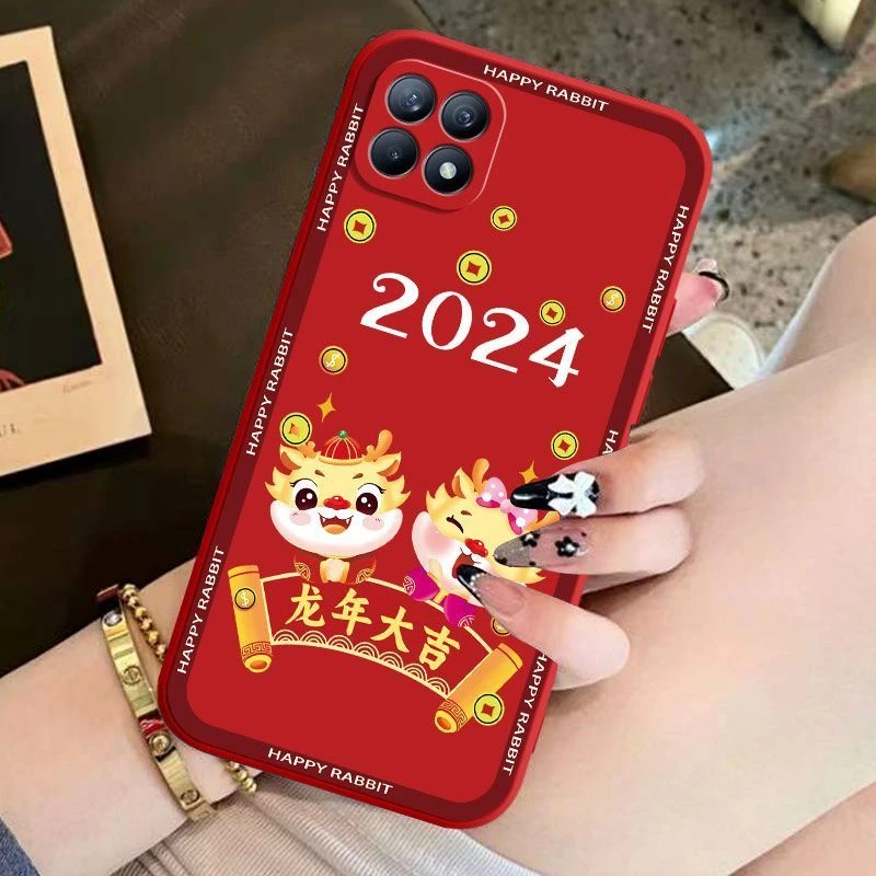 OPPOReno4SE手机壳龙年液态硅胶防摔全包边PEAM00软壳男女保护套