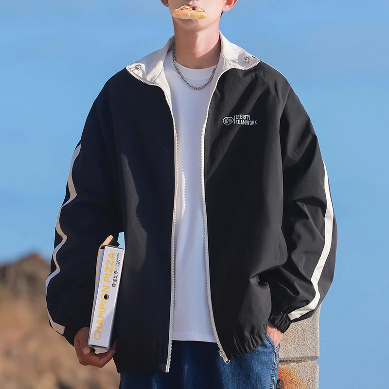 玛斯柏两面穿夹克外套男士春秋季新款潮牌宽松翻领上衣服防水男装