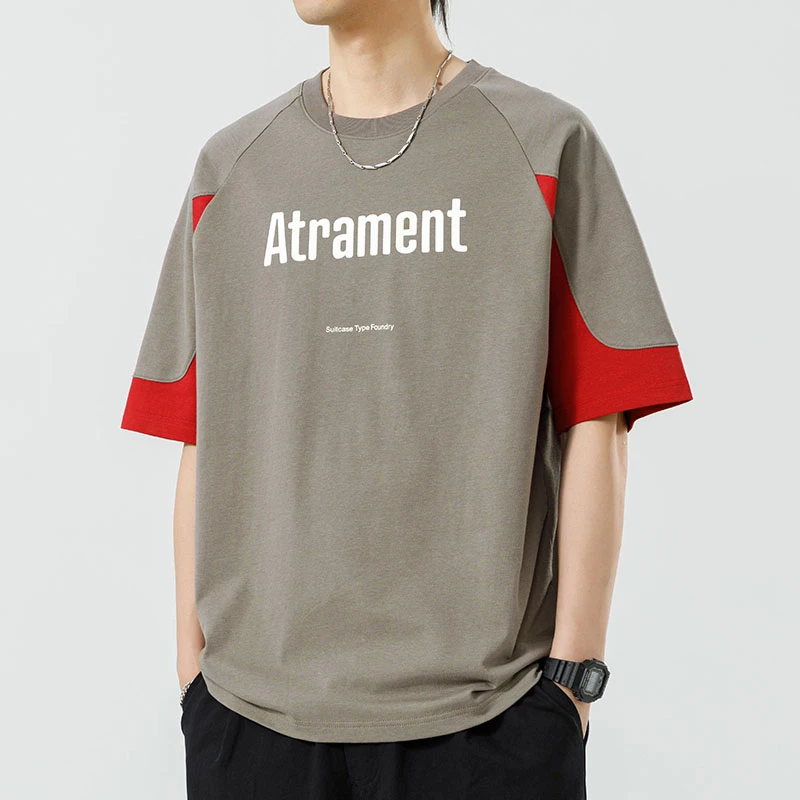 玛斯柏冰丝短袖T恤男士夏季薄款宽松圆领半袖体恤透气印花上衣服