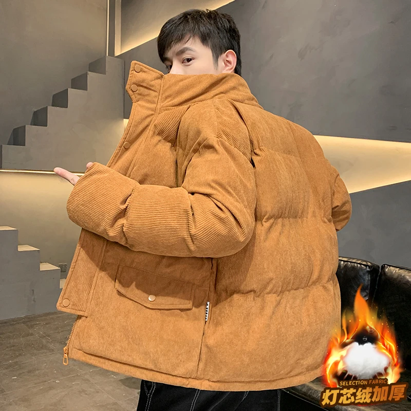 玛斯柏灯芯绒立领棉衣外套男士秋冬季新款加厚保暖棉服男生棉袄子