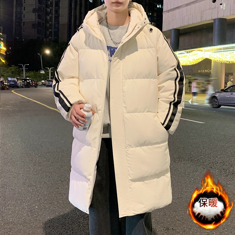 玛斯柏中长款棉服男士冬季连帽加厚冬天棉服男生潮流休闲棉袄外套