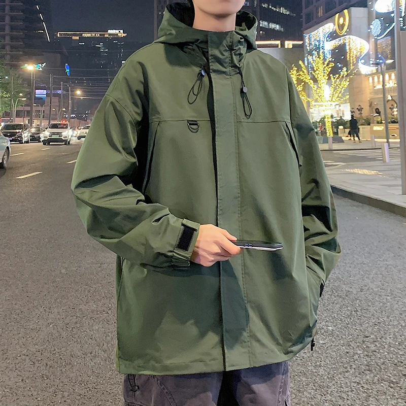 春秋休闲夹克男士新款潮牌港风连帽宽松潮流男生日系户外防风外套