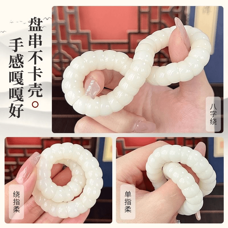 奶油白猪大肠白玉菩提根手串学生绕指柔盘玩菩提念珠文玩男女情侣