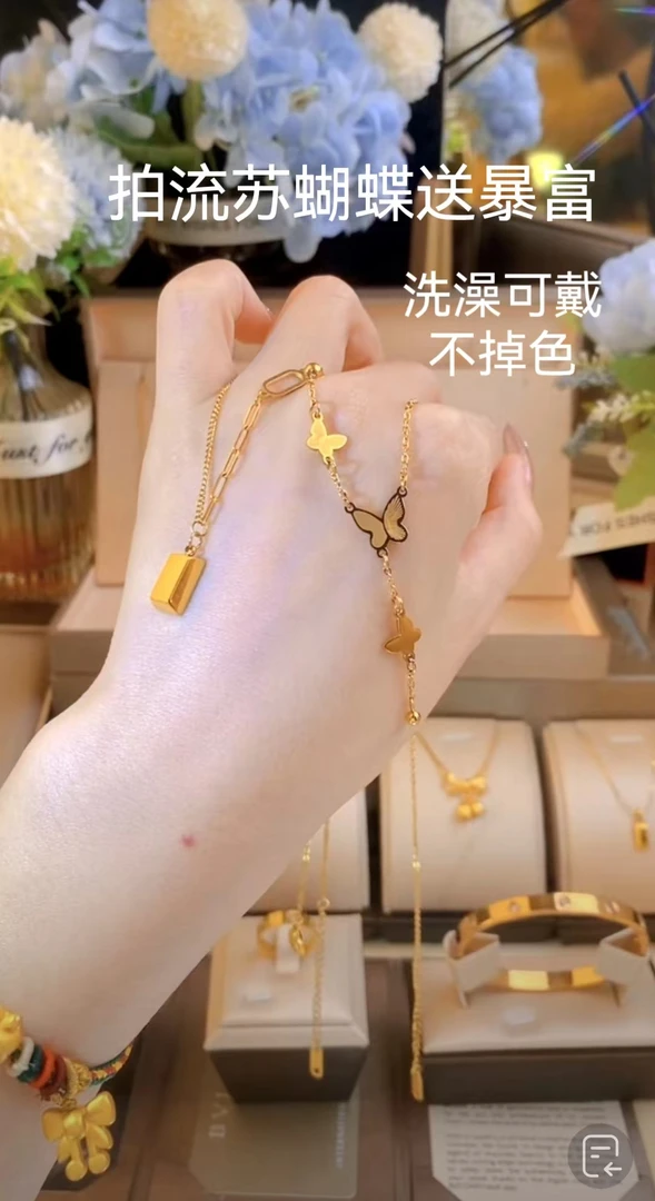 ZANBO/赞铂 钛钢项链 新款小众蝴蝶流苏项链女精致百搭高级锁骨链