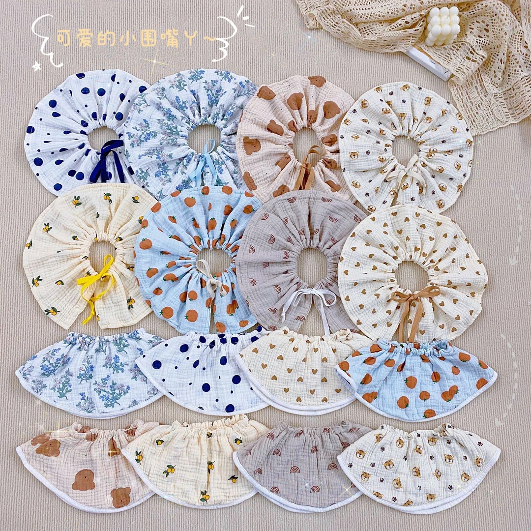 【专属】 ins大面积泡泡纱口水巾柔软吸水四层松紧系绑带宝宝围嘴