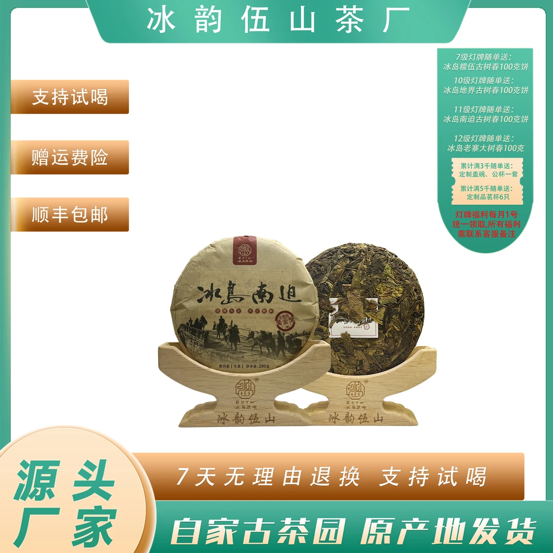 冰韵伍山 2021年春 冰岛南迫黄金叶 200g/饼 散茶 普洱生茶