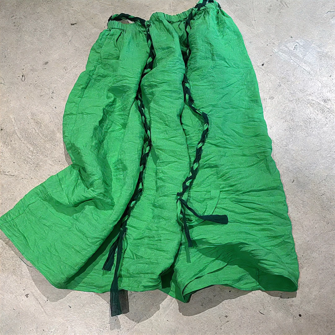 SN35 文艺休闲百搭纯色系带高密砂洗苎麻半裙