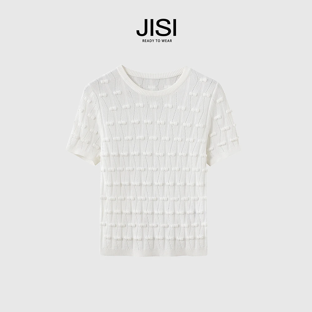 JISI 圆领针织立体针织半袖
