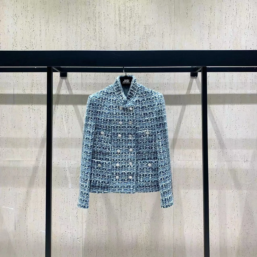 JISI 手工坊中古骑士立领粗花呢外套