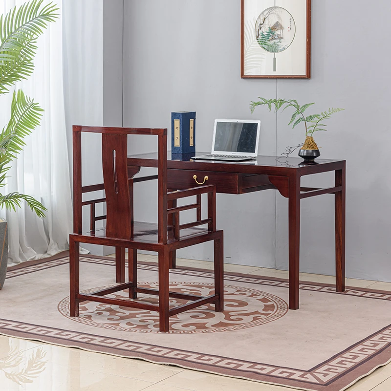 花梨木办公桌两件套