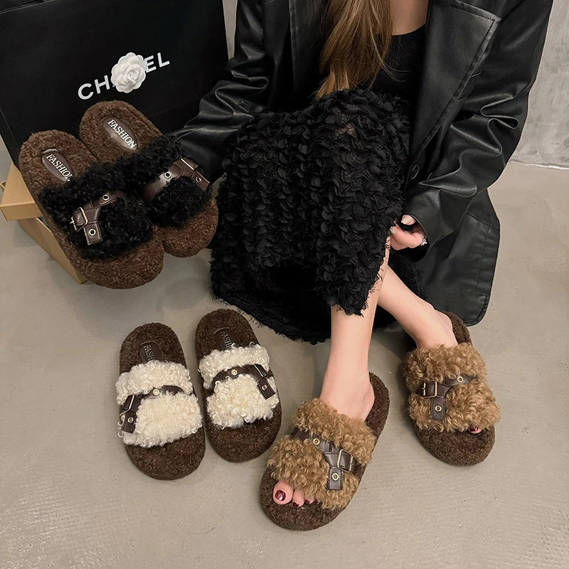 2024新款爆款外穿软底毛毛拖秋季拖鞋网红时尚百搭居家厚底防滑鞋