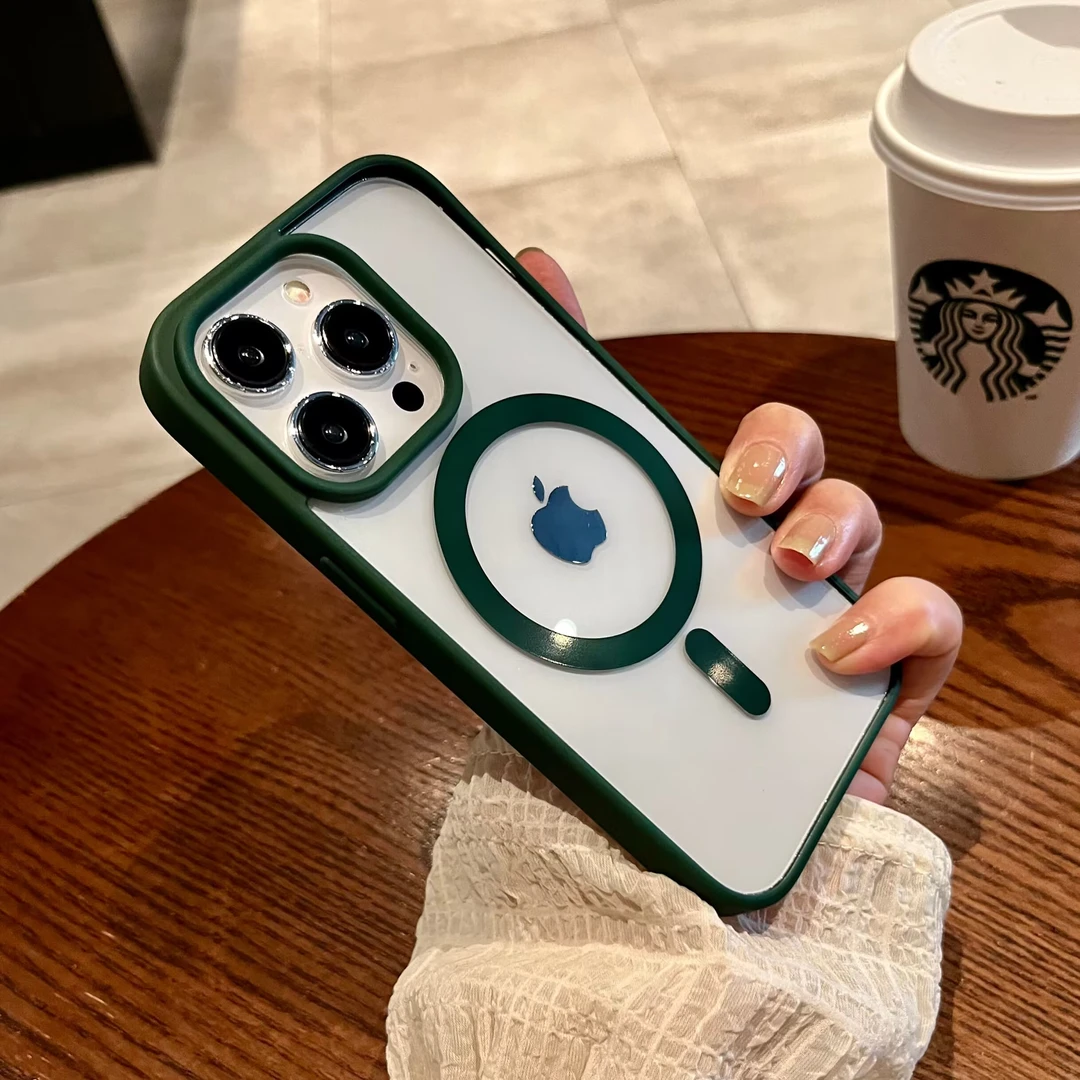 新款绿色15适用xs苹果11肤感磁吸12手机壳磨砂亲肤iPhone14promax