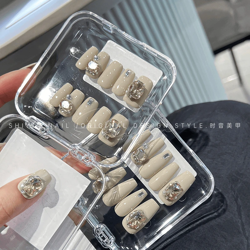 A142  抹茶奶油简约款时音纯手工定制穿戴甲可拆卸成品甲片指甲贴