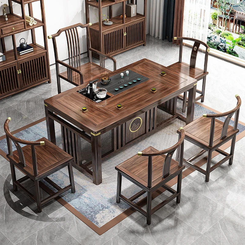 新中式实木茶桌茶台办公室茶台茶具新中式茶几客厅家用阳台小茶台