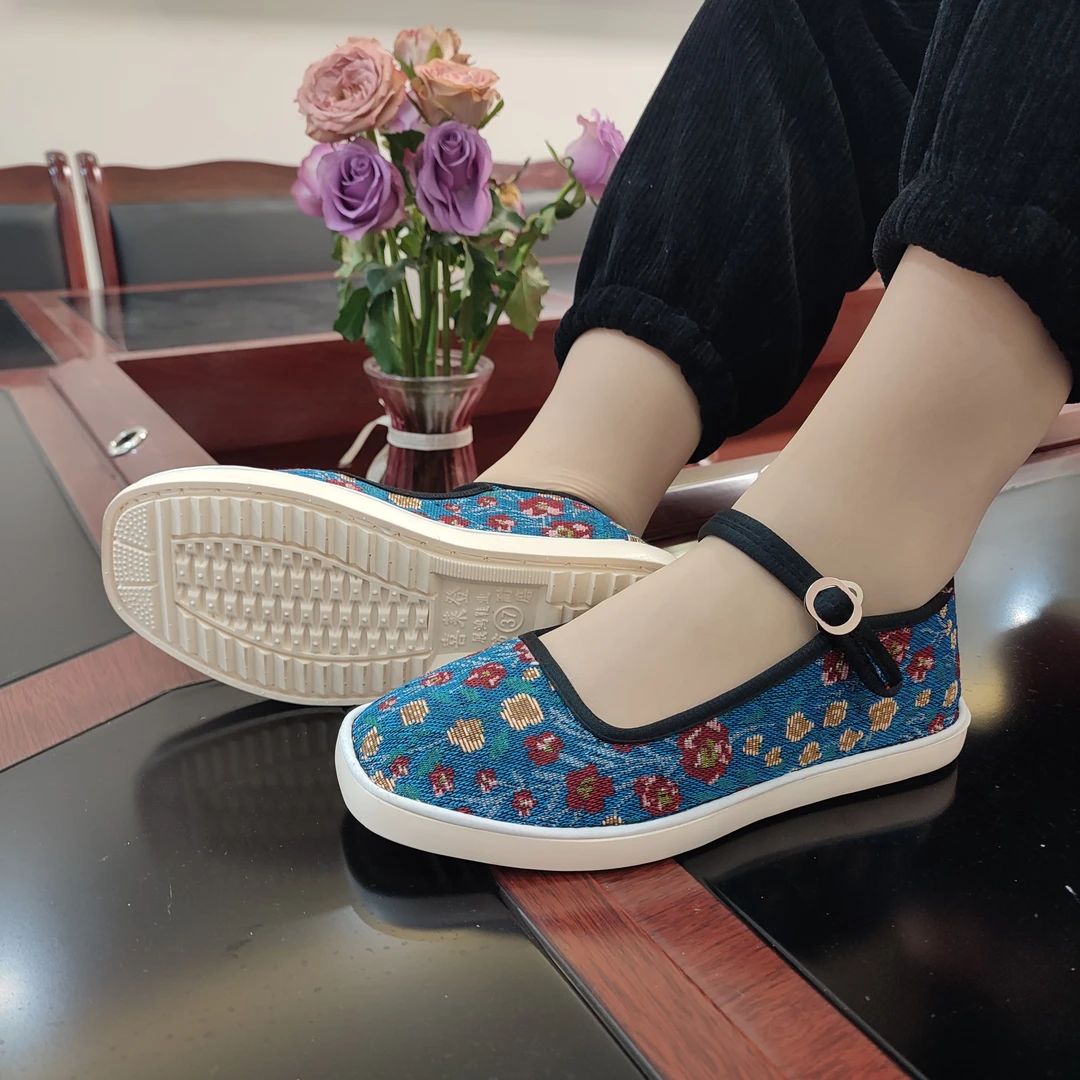 【展鸿制鞋】手工布鞋防滑耐磨牛筋底春秋棉麻新款休闲软底妈妈鞋