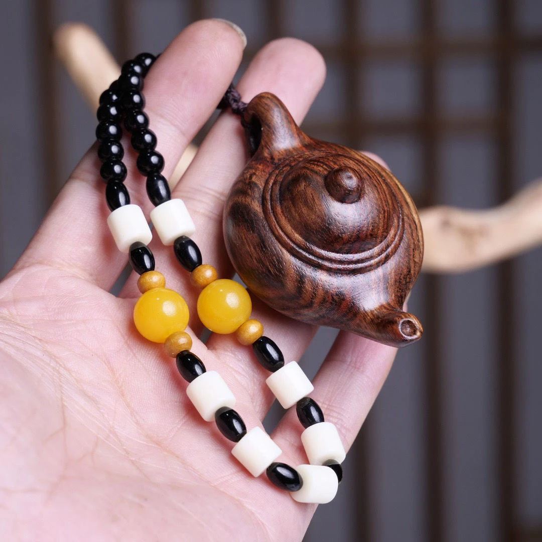 墨西哥黄花梨木雕老料紫油梨把把壶手把件文玩工艺品实木茶壶挂件