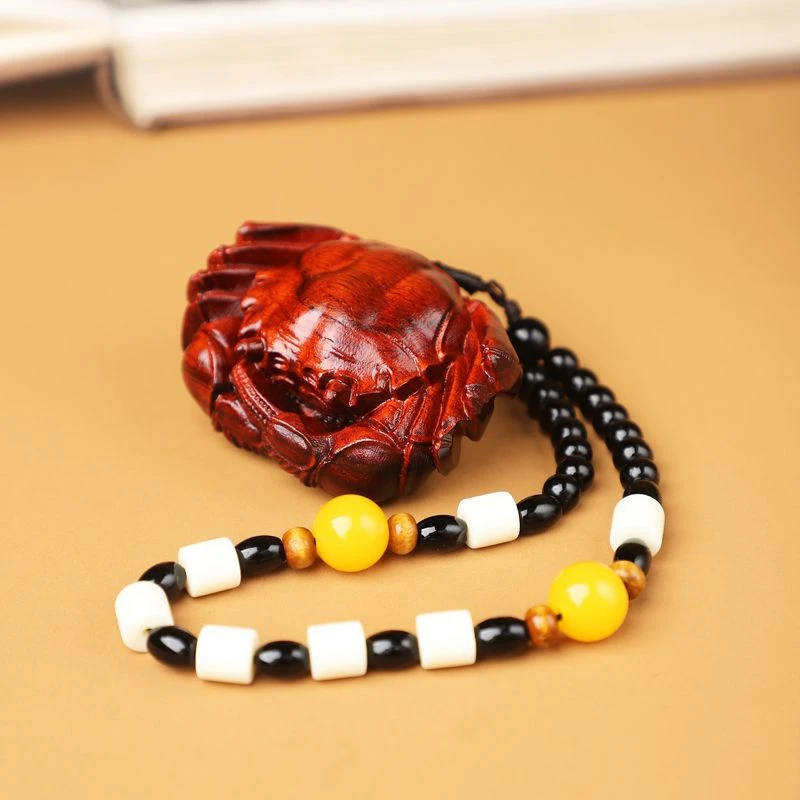 非洲小叶紫檀木雕刻纵横天下螃蟹手把件八方来财把玩件文玩小挂件