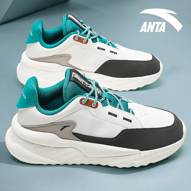 安踏男鞋休闲鞋夏季新款2024官网正品轻便潮流老爹鞋皮面运动鞋子